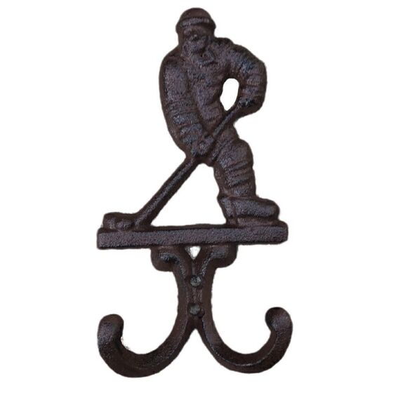 Brown Ice hockey hook for keys for coats iron cast reliable sturdy - Picture 1 of 3